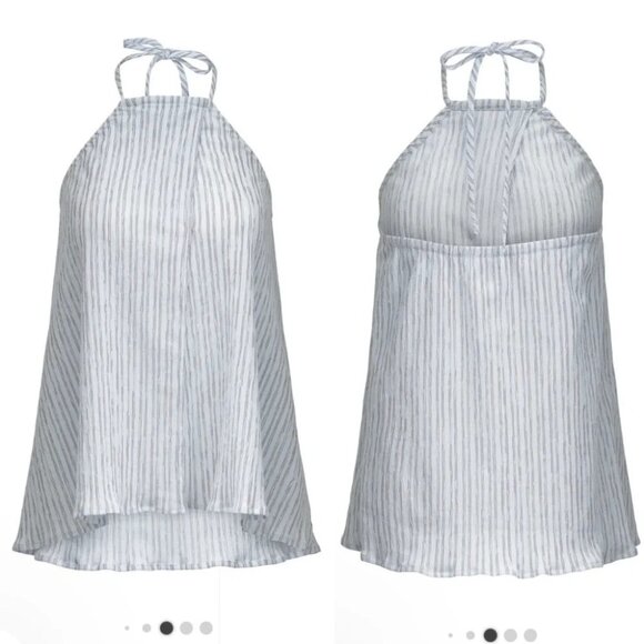 New Hilary MacMillan Seersucker striped Handkerchief halter top size L - Picture 3 of 8